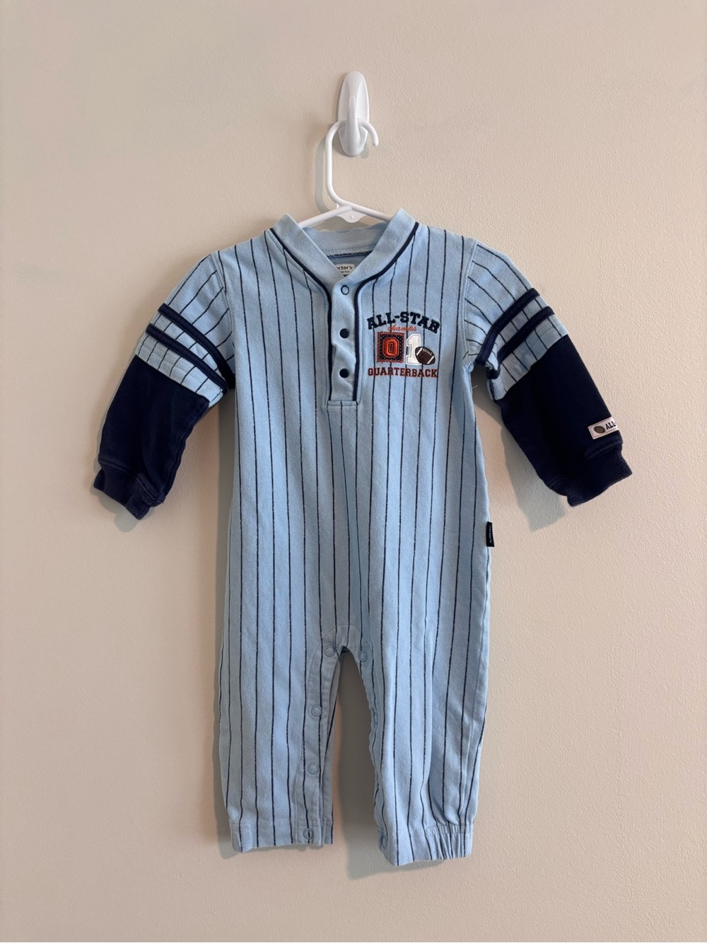 Vintage Carter's Light Blue All-Star Quarterback One-Piece